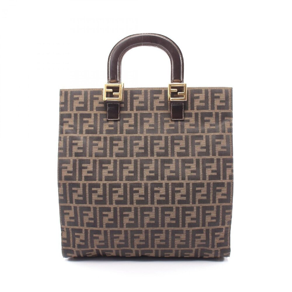 Fendi Tote Bag Canvas Leather Zucca Black